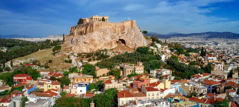 The Parthenon atop the Acropolis of Athens